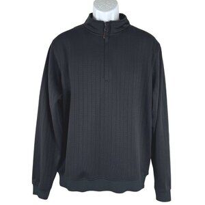 Footjoy Drop Needle Pullover Mens Large Black 1/2‎ Zip Golf Polyester TP-3055